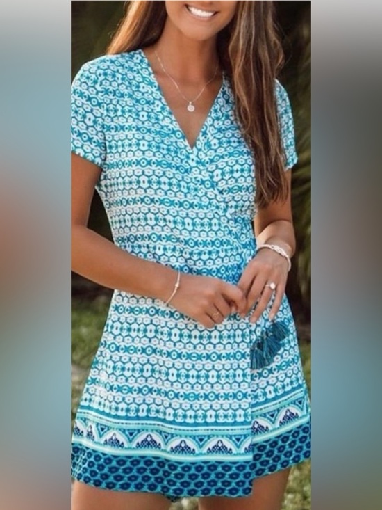 Cabana Life Pants - Cabana Life Teal and White Printed Romper